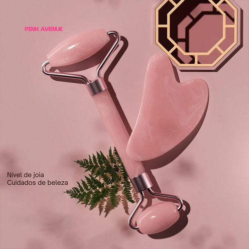 Rolo Massageador Facial + Gua Sha Coração – Cuidados Premium para a Pele